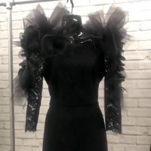 Lace patten and tool cocktail party dress